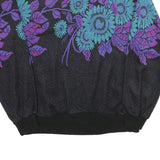 TOP NOTCH Womens Black Blue Purple Floral Patterned Jumper Crew Neck Basic Knit