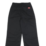 DICKIES Womens Black Cotton Blend Loose Straight Trousers W27 L32 Workwear Zip