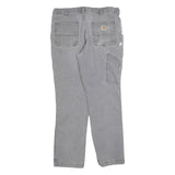 CARHARTT Mens Relaxed Grey Cotton Blend Trousers W36 L29 Workwear Zip Closure