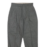 Womens Relaxed Fit Grey Wool Blend Trousers Zip W24 L23 Classic Formal Smart