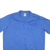 DICKIES Mens Blue Cotton Blend Work Shirt 2XL Button Pocket Short Sleeve