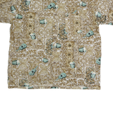 ROUNDY BAY Mens Beige & Green Pattern Shirt XL Cotton Casual Beachwear Relaxed