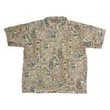 ROUNDY BAY Mens Beige & Green Pattern Shirt XL Cotton Casual Beachwear Relaxed