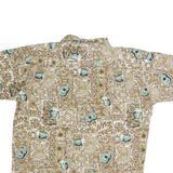 ROUNDY BAY Mens Beige & Green Pattern Shirt XL Cotton Casual Beachwear Relaxed