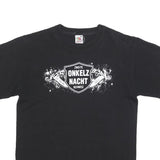 FRUIT OF THE LOOM Mens Black Onkelz Nacht Graphic T-Shirt M Short Sleeve Crew
