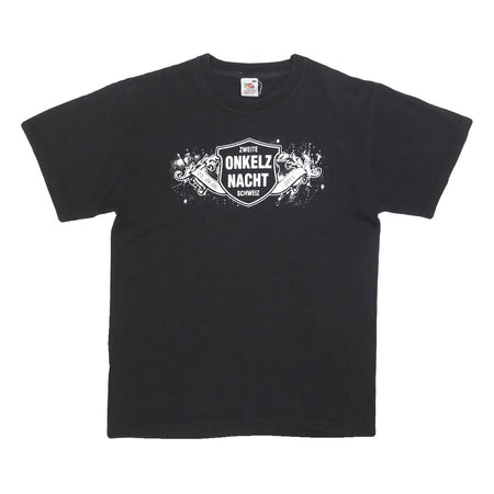 FRUIT OF THE LOOM Mens Black Onkelz Nacht Graphic T-Shirt M Short Sleeve Crew