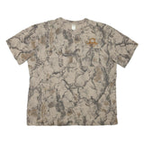 LIBERTY Mens Beige & Brown Modern T-Shirt XL Short Sleeve Crew Neck Cotton Blend