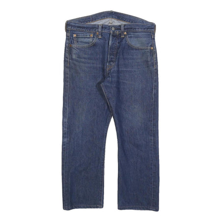 LEVI'S 501 Mens Jeans Blue Regular Straight Denim Medium W32 L25 Classic Button