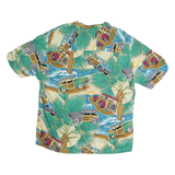 DIAMOND HEAD Mens Cream Green Vintage Car Print Shirt L Cotton Beachwear