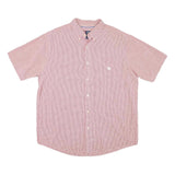 CHAPS Mens Red Check Shirt XL Button Down Casual Cotton Blend Short Sleeve