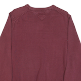 TOMMY HILFIGER Mens Maroon & Grey Patterned Jumper Crew Neck Basic Knit L Cotton