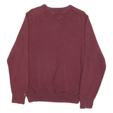 TOMMY HILFIGER Mens Maroon & Grey Patterned Jumper Crew Neck Basic Knit L Cotton
