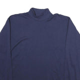 RUSSELL ATHLETIC Mens Blue Long Sleeve High Neck Cotton T-Shirt M