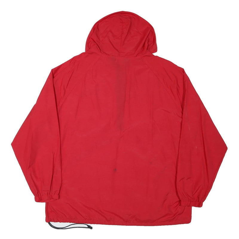 SPORTSMASTER Mens Red Hooded Zip Jacket L Polyester Blend Plain Lightweight