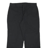 DICKIES Mens Cotton Blend Black Regular Straight Trousers W35 L28 Workwear Zip