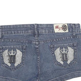 BOTIN Womens Shorts Blue Denim Casual Embroidered Pocket XS W28
