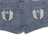 BOTIN Womens Shorts Blue Denim Casual Embroidered Pocket XS W28