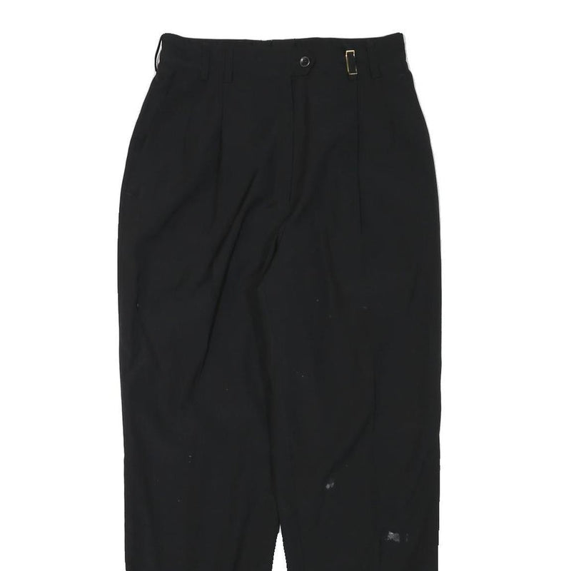 ZERRES Womens Wool Blend Black Relaxed Tapered Trousers W26 L28 Classic Style