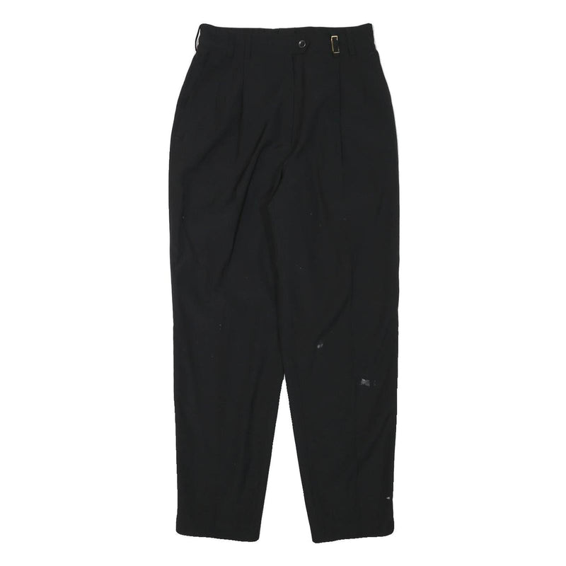 ZERRES Womens Wool Blend Black Relaxed Tapered Trousers W26 L28 Classic Style