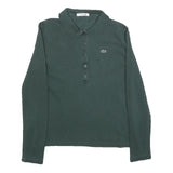 LACOSTE Womens Green Long Sleeve Plain S Logo Cotton Polo Shirt
