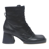 CHARLES & KEITH Womens Lace-Up Ankle Boots Black Leather UK 3.5 Stylish
