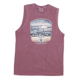 US VINTAGE Mens Purple & Blue Graphic Vest M Sleeveless Crew Neck Cotton Blend