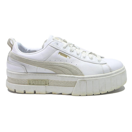 PUMA Mayze Womens White & Beige Synthetic Low Top Trainers UK 7.5 Casual