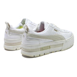 PUMA Mayze Womens White & Beige Synthetic Low Top Trainers UK 7.5 Casual