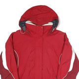 COLUMBIA Womens Red & White Outdoor Jacket M Polyester Blend Zip Hooded Casual