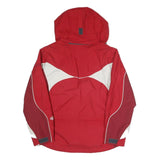 COLUMBIA Womens Red & White Outdoor Jacket M Polyester Blend Zip Hooded Casual