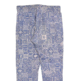 NANARD Womens Cotton Blend Blue & White Regular Fit Trousers W34 L30 Drawstring