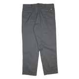 DICKIES Mens Regular Fit Grey Cotton Blend Zip Trousers W38 L31 Workwear Casual