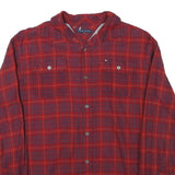 TOMMY HILFIGER Mens Red & Blue Check Shirt XS Long Sleeve Cotton Blend Relaxed