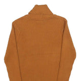LL BEAN Womens Brown Plain Cotton Rib Knit Roll Neck Jumper M Casual Warm