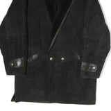 Mens Black Faux Shearling Button Jacket XL Polyester Blend Warm Winter Outerwear