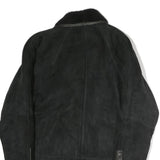 Mens Black Faux Shearling Button Jacket XL Polyester Blend Warm Winter Outerwear