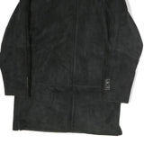 Mens Black Faux Shearling Button Jacket XL Polyester Blend Warm Winter Outerwear