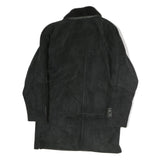 Mens Black Faux Shearling Button Jacket XL Polyester Blend Warm Winter Outerwear