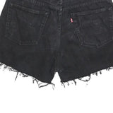 LEVI'S Womens Black Denim Cut-Off Shorts M W33 Casual Raw Edge Frayed Hem