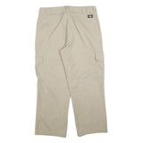 DICKIES Mens Cotton Blend Beige Relaxed Straight Cargo Trousers W36 L30 Workwear