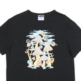 CHAMPION Mens Black Graphic T-Shirt M Short Sleeve Crew Neck Cotton Blend