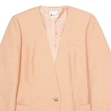 HERMAN LANGE Womens Peach Wool Blend Tailored Jacket M Button Plain Elegant