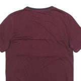 FRED PERRY Mens Maroon Classic T-Shirt S Short Sleeve Crew Neck Logo Print