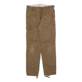 CARHARTT Mens Cotton Blend Brown Slim Tapered Cargo Trousers W29 L32 Workwear