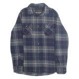 JACHS Mens Blue Grey Red Check Shirt M Cotton Casual Button Pocket