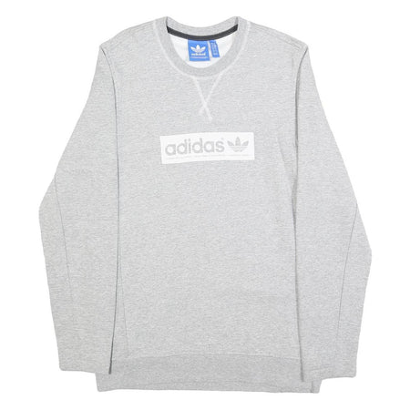 ADIDAS Mens Grey Crew Neck S Cotton Blend Pullover Sweatshirt Logo