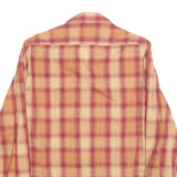 HUGO BOSS Mens Beige & Maroon Check Shirt S Cotton Blend Button Collar Long