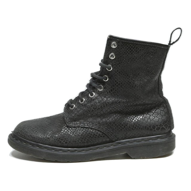 DR MARTENS Womens Lace-Up Boots Black Leather UK 8 Stylish Pattern Comfort
