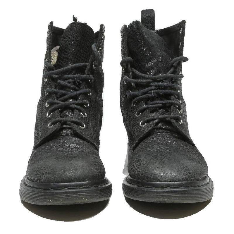 DR MARTENS Womens Lace-Up Boots Black Leather UK 8 Stylish Pattern Comfort