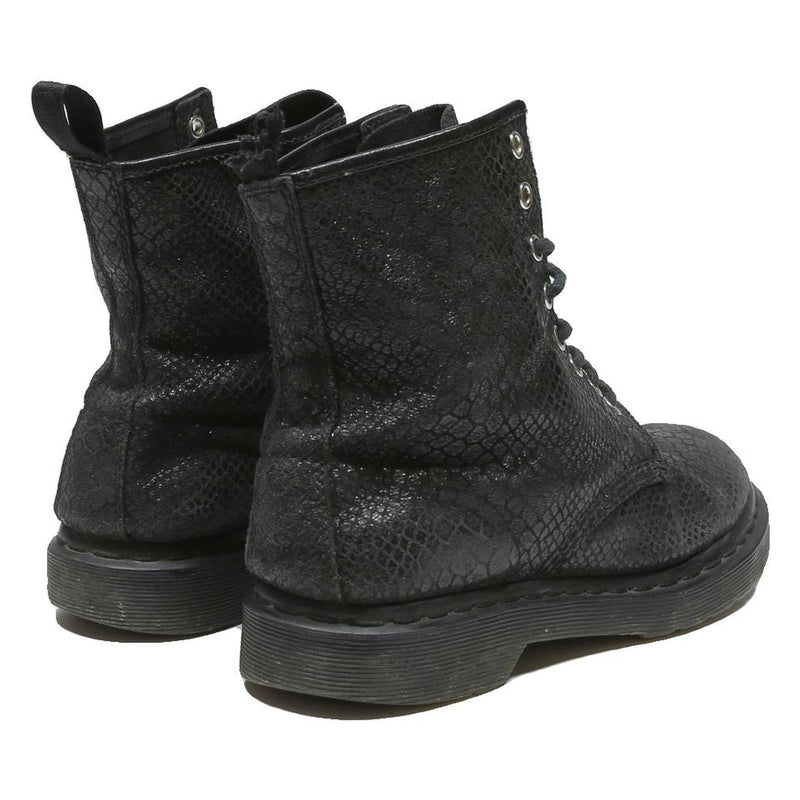 DR MARTENS Womens Lace-Up Boots Black Leather UK 8 Stylish Pattern Comfort